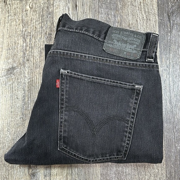 Levis 511 Mens Jeans Black Slim Skinny Fit Moto Denim Size 36x32 White Stitch - Picture 1 of 15